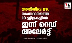 അതിതീവ്ര മഴ;  സംസ്ഥാനത്തെ 10 ജില്ലകളില്‍ ഇന്ന് റെഡ് അലേര്‍ട്ട്