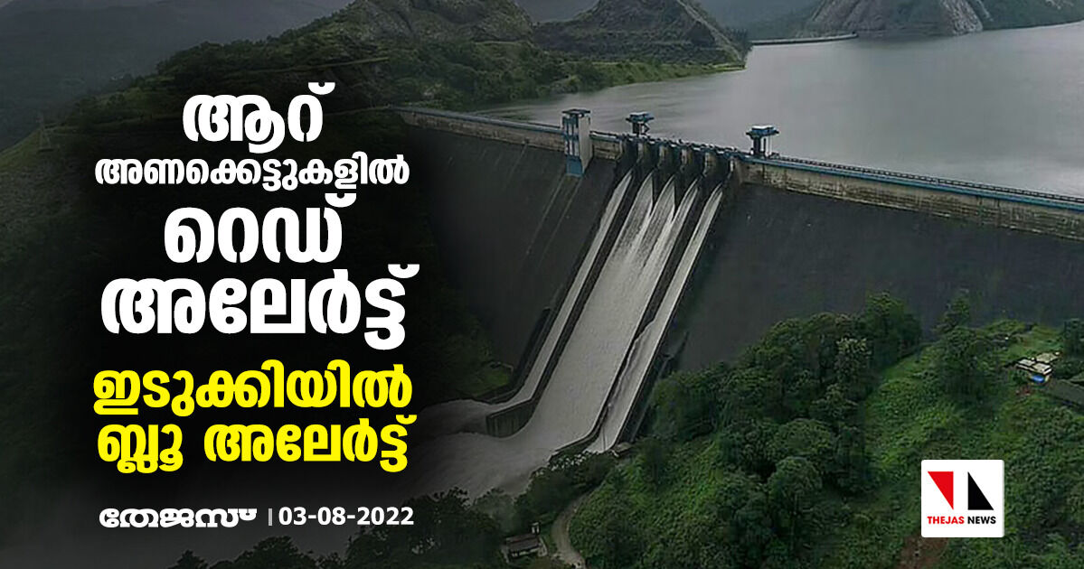 ആറ് അണക്കെട്ടുകളില്‍ റെഡ് അലേര്‍ട്ട്; ഇടുക്കിയില്‍ ബ്ലൂ അലേര്‍ട്ട്