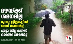 മഴയ്ക്ക് ശമനമില്ല, മൂന്നു ജില്ലകളില്‍ റെഡ് അലേര്‍ട്ട്; എട്ടു ജില്ലകളില്‍ ഓറഞ്ച് അലേര്‍ട്ട്