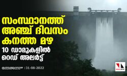 സംസ്ഥാനത്ത് അഞ്ച് ദിവസം കനത്ത മഴ; 10 ഡാമുകളില്‍ റെഡ് അലര്‍ട്ട്