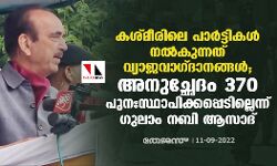 കശ്മീരിലെ പാര്‍ട്ടികള്‍ നല്‍കുന്നത് വ്യാജവാഗ്ദാനങ്ങള്‍; അനുച്ഛേദം 370 പുനഃസ്ഥാപിക്കപ്പെടില്ലെന്ന് ഗുലാം നബി ആസാദ്