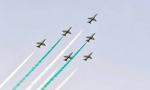 സൗദി ദേശീയദിനാഘോഷങ്ങള്‍ക്ക് തുടക്കം കുറിച്ച് ജിദ്ദയില്‍ വ്യോമാഭ്യാസ പ്രകടനം