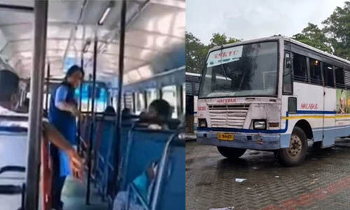 ആഹാരം കഴിക്കുന്ന സമയത്ത് ബസ്സിനുള്ളില് കയറി; യാത്രക്കാരെ അസഭ്യം പറഞ്ഞ് ഇറക്കിവിട്ട് കെഎസ്ആര്ടിസി വനിതാ കണ്ടക്ടര് ആഹാരം കഴിക്കുന്ന സമയത്ത് ബസ്സിനുള്ളില് കയറി; യാത്രക്കാരെ അസഭ്യം പറഞ്ഞ് ഇറക്കിവിട്ട് കെഎസ്ആര്ടിസി വനിതാ കണ്ടക്ടര്