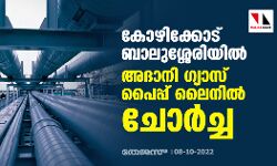 കോഴിക്കോട് ബാലുശ്ശേരിയില്‍ അദാനി ഗ്യാസ് പൈപ്പ് ലൈനില്‍ ചോര്‍ച്ച