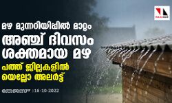 മഴ മുന്നറിയിപ്പില്‍ മാറ്റം; അഞ്ച് ദിവസം ശക്തമായ മഴ; പത്ത് ജില്ലകളില്‍ യെല്ലോ അലര്‍ട്ട്