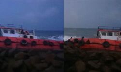 നീണ്ടകരയില് ടഗ് ബോട്ട് കരയിലേക്ക് ഇടിച്ചുകയറി നീണ്ടകരയില് ടഗ് ബോട്ട് കരയിലേക്ക് ഇടിച്ചുകയറി