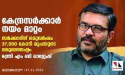 കേന്ദ്രസര്‍ക്കാര്‍ നയം മാറ്റം; സര്‍ക്കാറിന് ഒരുവര്‍ഷം 37,000 കോടി രൂപയുടെ വരുമാനനഷ്ടം: മന്ത്രി എം ബി രാജേഷ്