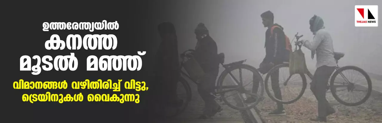 ഉത്തരേന്ത്യയില്‍ കനത്ത മൂടല്‍ മഞ്ഞ്; വിമാനങ്ങള്‍ വഴിതിരിച്ച് വിട്ടു, ട്രെയിനുകള്‍ വൈകുന്നു