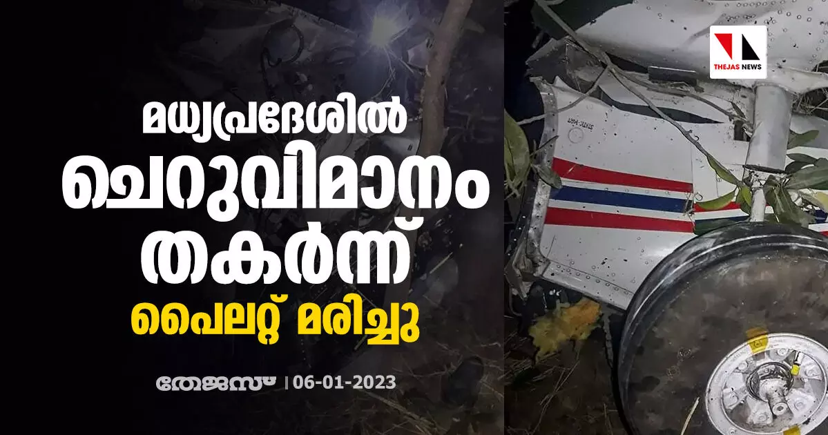 മധ്യപ്രദേശില്‍ ചെറുവിമാനം തകര്‍ന്ന് പൈലറ്റ് മരിച്ചു