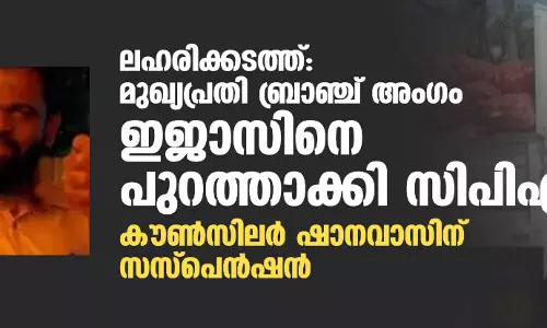 ലഹരിക്കടത്ത്: മുഖ്യപ്രതി ബ്രാഞ്ച് അംഗം ഇജാസിനെ പുറത്താക്കി സിപിഎം; കൗണ്‍സിലര്‍ ഷാനവാസിന് സസ്‌പെന്‍ഷന്‍