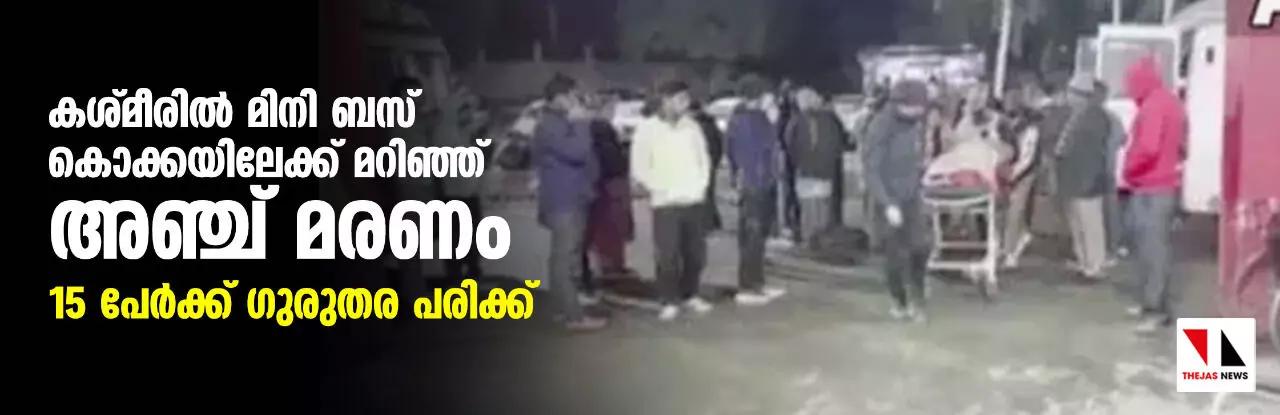 കശ്മീരില്‍ മിനി ബസ് കൊക്കയിലേക്ക് മറിഞ്ഞ് അഞ്ച് മരണം; 15 പേര്‍ക്ക് ഗുരുതര പരിക്ക്