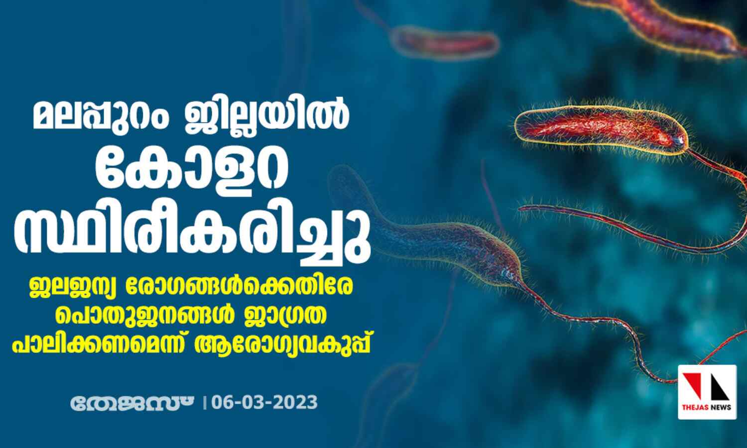 മലപ്പുറം ജില്ലയില് കോളറ സ്ഥിരീകരിച്ചു; ജലജന്യരോഗങ്ങള്ക്കെതിരേ പൊതുജനങ്ങള് ജാഗ്രത പാലിക്കണമെന്ന് ആരോഗ്യവകുപ്പ് മലപ്പുറം ജില്ലയില് കോളറ സ്ഥിരീകരിച്ചു; ജലജന്യരോഗങ്ങള്ക്കെതിരേ പൊതുജനങ്ങള് ജാഗ്രത പാലിക്കണമെന്ന് ആരോഗ്യവകുപ്പ്