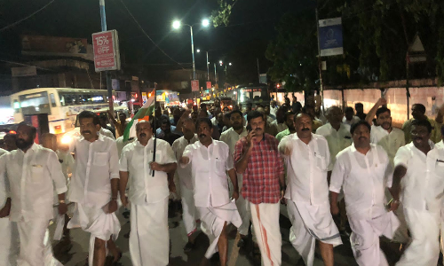 കെ സുധാകരനെ അറസ്റ്റ് ചെയ്തതിൽ പ്രതിഷേധിച്ച് പ്രകടനം നടത്തി