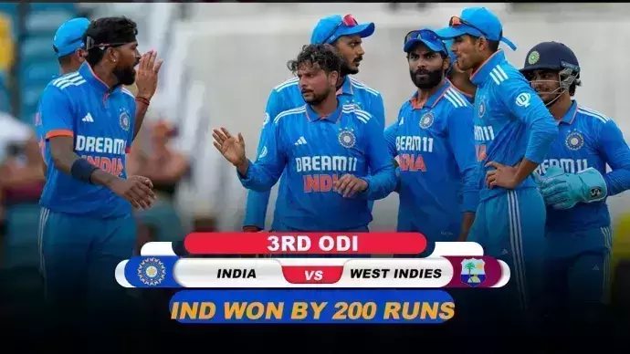 വെസ്റ്റ്ഇന്ഡീസിനെതിരേ വമ്പന് ജയത്തോടെ പരമ്പര സ്വന്തമാക്കി ഇന്ത്യ വെസ്റ്റ്ഇന്ഡീസിനെതിരേ വമ്പന് ജയത്തോടെ പരമ്പര സ്വന്തമാക്കി ഇന്ത്യ