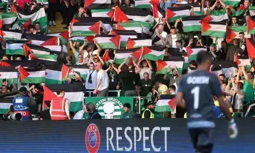 യുവേഫയുടെ അച്ചടക്ക നടപടി തള്ളി സെല്റ്റിക്കിന്റെ ഫലസ്തീന് ഐക്യദാര്ഢ്യ പ്രകടനം യുവേഫയുടെ അച്ചടക്ക നടപടി തള്ളി സെല്റ്റിക്കിന്റെ ഫലസ്തീന് ഐക്യദാര്ഢ്യ പ്രകടനം