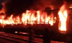 യുപിയില്‍ ട്രെയിനിനു തീപിടിച്ച് എട്ടുപേര്‍ക്ക് പരിക്ക്