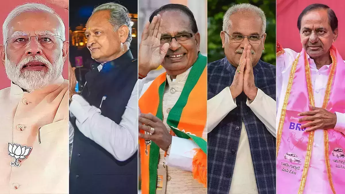 നിയമസഭാ തിരഞ്ഞെടുപ്പ്; മധ്യപ്രദേശിലും രാജസ്ഥാനിലും ബിജെപി മുന്നില്; തെലങ്കാനയില് കോണ്ഗ്രസ്; ഛത്തീസ്ഗഢില് ഇഞ്ചോടിഞ്ച് നിയമസഭാ തിരഞ്ഞെടുപ്പ്; മധ്യപ്രദേശിലും രാജസ്ഥാനിലും ബിജെപി മുന്നില്; തെലങ്കാനയില് കോണ്ഗ്രസ്; ഛത്തീസ്ഗഢില് ഇഞ്ചോടിഞ്ച്