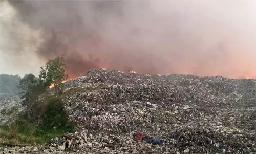 ബ്രഹ്മപുരത്ത് പ്ലാസ്റ്റിക് മാലിന്യത്തിന് തീപിടിച്ചു