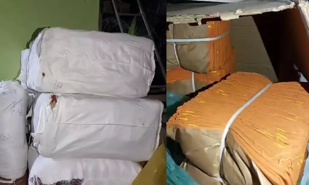 കിറ്റിനു പിന്നാലെ വസ്ത്രശേഖരവും; ബിജെപി വിതരണത്തിനെത്തിച്ചതെന്ന് നിഗമനം