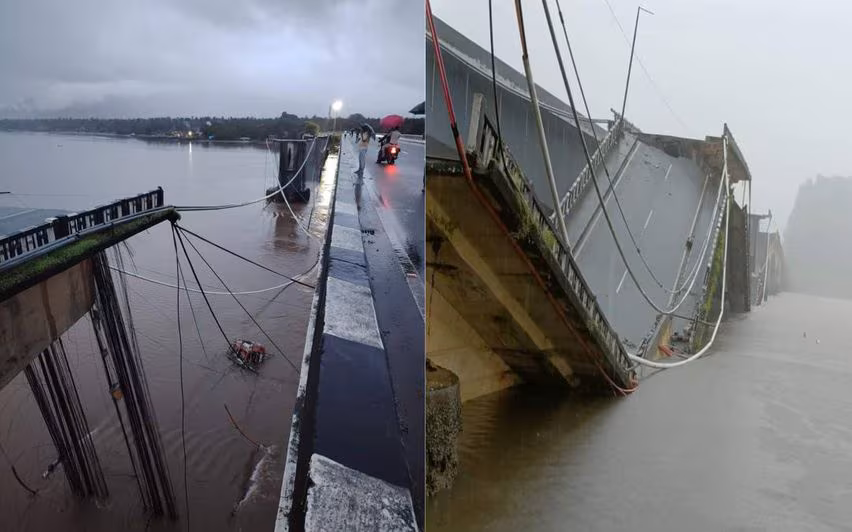 കര്‍ണാടകയില്‍ ദേശീയപാതയില്‍ പാലം തകര്‍ന്ന് ലോറി പുഴയില്‍ വീണു