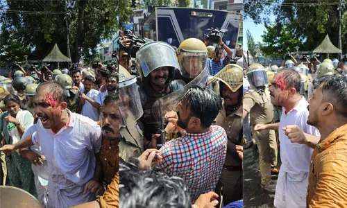 യൂത്ത് കോണ്‍ഗ്രസ് മാര്‍ച്ചില്‍ അബിന്‍ വര്‍ക്കിക്ക് പരിക്ക്; പോലിസുകാരെ വ്യക്തിപരമായി നേരിടുമെന്ന് കെ സുധാകരന്‍