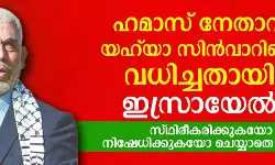 യഹ്‌യാ സിന്‍വാറിനെ വധിച്ചതായി ഇസ്രായേല്‍