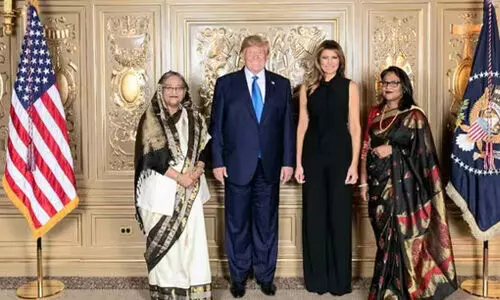 ട്രംപിനെ അഭിനന്ദിച്ച് ബംഗ്ലാദേശ് പ്രധാനമന്ത്രി ശെയ്ഖ് ഹസീന ട്രംപിനെ അഭിനന്ദിച്ച് ബംഗ്ലാദേശ് പ്രധാനമന്ത്രി ശെയ്ഖ് ഹസീന