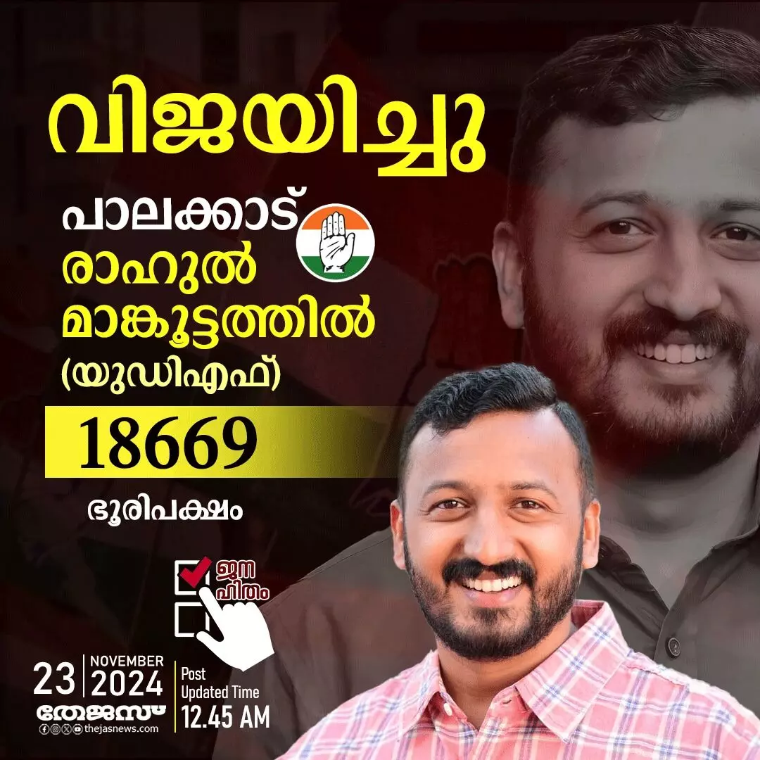 പാലക്കാട് കോട്ട കാത്ത് രാഹുല്; മതനിരപേക്ഷതയുടെ തിളക്കമാര്ന്ന വിജയം പാലക്കാട് കോട്ട കാത്ത് രാഹുല്; മതനിരപേക്ഷതയുടെ തിളക്കമാര്ന്ന വിജയം