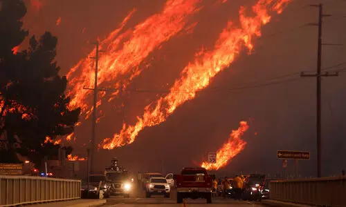 ലോസ് എയ്ഞ്ചലസിന് സമീപം വീണ്ടും കാട്ടുതീ; 8,000 ഏക്കര് വനം കത്തിനശിച്ചു ലോസ് എയ്ഞ്ചലസിന് സമീപം വീണ്ടും കാട്ടുതീ; 8,000 ഏക്കര് വനം കത്തിനശിച്ചു