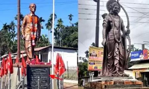 സിപിഎം നേതാവിന്റെ പ്രതിമ പൊളിച്ച സ്ഥലത്ത് ശ്രീരാമ പ്രതിമ സ്ഥാപിച്ചു സിപിഎം നേതാവിന്റെ പ്രതിമ പൊളിച്ച സ്ഥലത്ത് ശ്രീരാമ പ്രതിമ സ്ഥാപിച്ചു
