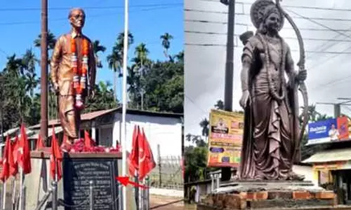 സിപിഎം നേതാവിന്റെ പ്രതിമ പൊളിച്ച സ്ഥലത്ത് ശ്രീരാമ പ്രതിമ സ്ഥാപിച്ചു
