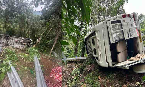 ഇടുക്കി മാങ്കുളത്ത് ട്രാവലര്‍ 30 അടി താഴ്ചയിലേക്ക് മറിഞ്ഞു; 17 വിനോദസഞ്ചാരികള്‍ക്ക് പരിക്ക്