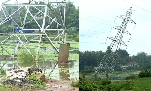 ഒഴിവായത് വന്‍ദുരന്തം; കോഴിക്കോട് നല്ലളത്ത് 110 കെ വി ലൈന്‍ ടവര്‍ ചെരിഞ്ഞു
