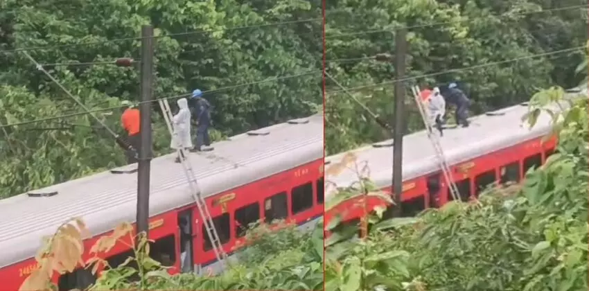 ഓടിക്കൊണ്ടിരുന്ന ട്രെയിനിന് മുകളിലേക്ക് മരം വീണു; ലോക്കോ പൈലറ്റിന്റെ ഇടപെടലിലൂടെ അപകടം ഒഴിവായി