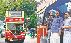 കെഎസ്ആർടിസി ഡബിൾ ഡെക്കർ യാത്ര ആരംഭിച്ചു. കെഎസ്ആർടിസി ഡബിൾ ഡെക്കർ യാത്ര ആരംഭിച്ചു.