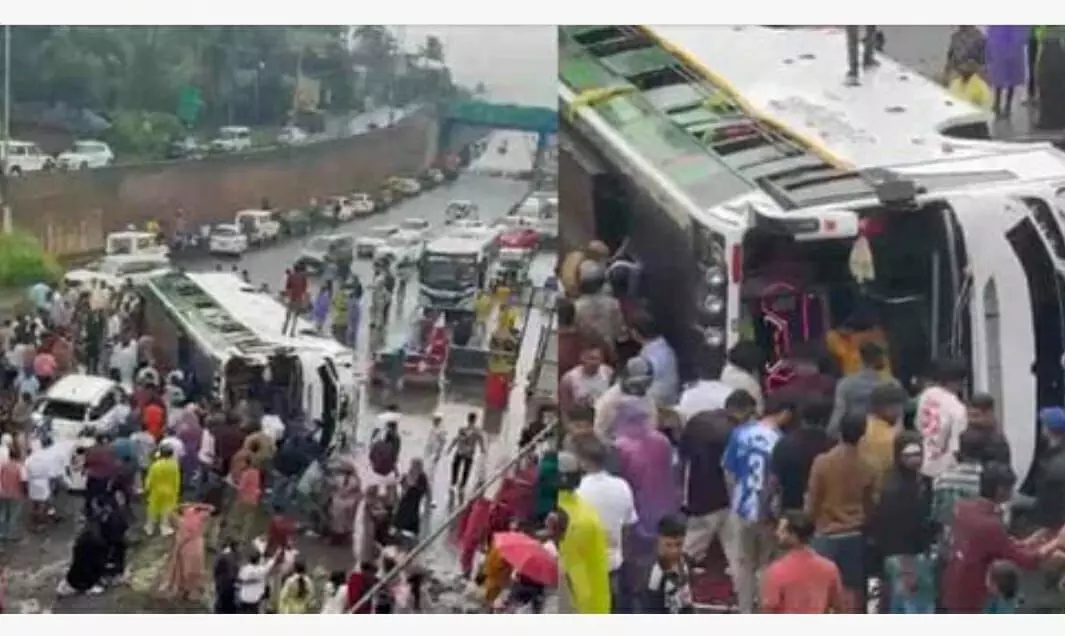 മലപ്പുറം കുറ്റിപ്പുറത്ത് ബസ് മറിഞ്ഞ് അപകടം