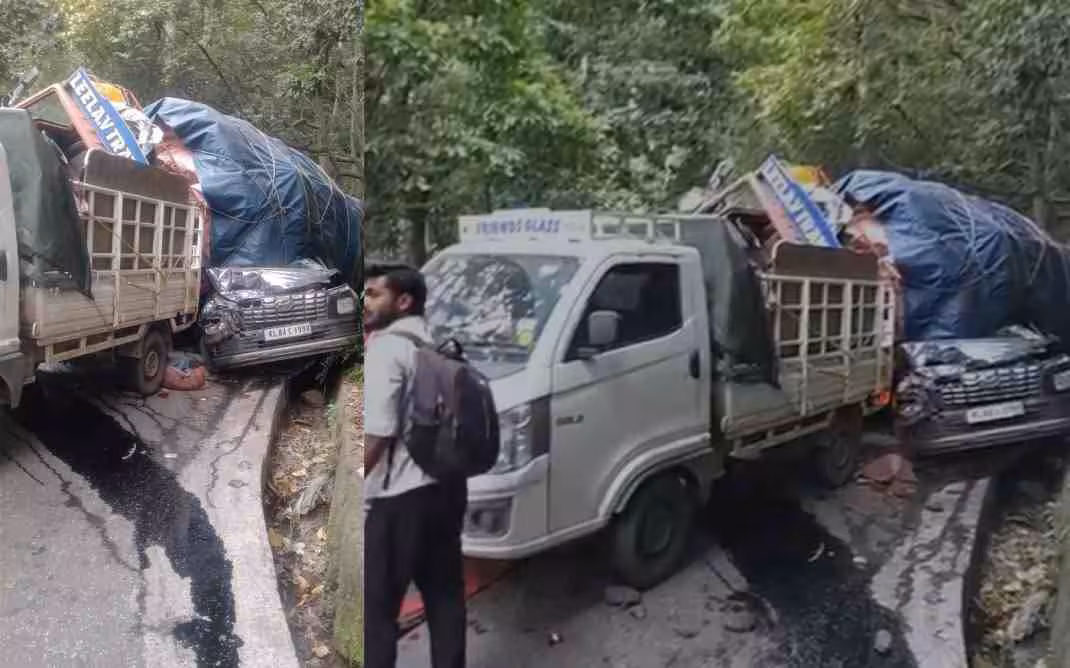 താമരശ്ശേരി ചുരത്തില്‍ ലോറി ഇടിച്ചിട്ടത് ഏഴ് വാഹനങ്ങള്‍; അടിയില്‍പ്പെട്ട കാറിലെ യാത്രക്കാര്‍ രക്ഷപ്പെട്ടത് തലനാരിഴയ്ക്ക്