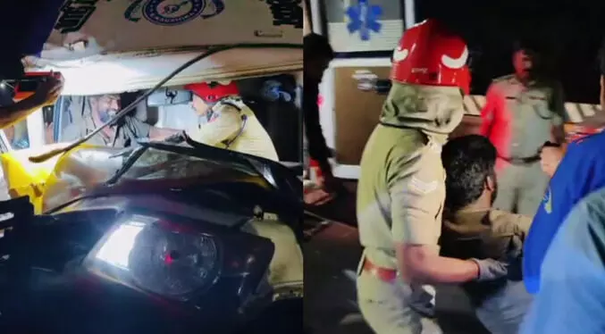 പട്ടിക്കാട്ട് അടിപ്പാതയിൽ പിക്കപ്പ് വാനുകൾ കൂട്ടിയിടിച്ച് അപകടം; ഡ്രൈവർക്ക് പരിക്ക്