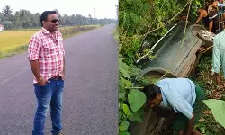 നിയന്ത്രണം വിട്ട കാർ ഓടയിലേക്ക് മറിഞ്ഞു ; പഞ്ചായത്ത് ജീവനക്കാരൻ മരിച്ചു.
