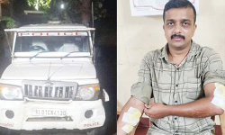 പോലിസ് ജീപ്പില്‍ പലതവണ കാറിടിപ്പിച്ചു; പോലിസ് ഡ്രൈവര്‍ക്ക് പരിക്ക്