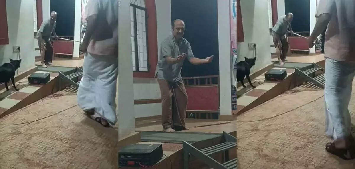 തെരുവുനായ ശല്യത്തിനെതിരേ ഏകാംഗനാടകം; നാടകാവതരണത്തിനിടെ കലാകാരനെ തെരുവുനായ കടിച്ചു തെരുവുനായ ശല്യത്തിനെതിരേ ഏകാംഗനാടകം; നാടകാവതരണത്തിനിടെ കലാകാരനെ തെരുവുനായ കടിച്ചു