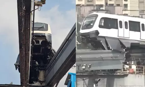 മുംബൈയില്‍ മോണോറെയില്‍ പരീക്ഷണ ഓട്ടത്തില്‍ അപകടം; ട്രെയിന്‍ ക്യാപ്റ്റന്‍ ഉള്‍പ്പെടെ മൂന്നുപേര്‍ക്ക് പരിക്ക്