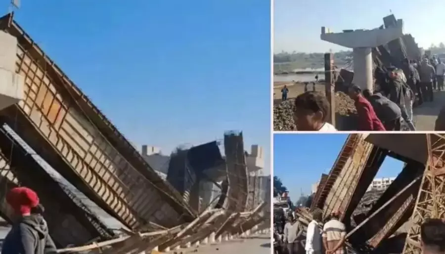 ഗുജറാത്തില്‍ നിര്‍മാണത്തിലിരുന്ന പാലം തകര്‍ന്നു; ഒരാളെ കാണാതായി, അഞ്ചുപേര്‍ക്ക് പരിക്ക്