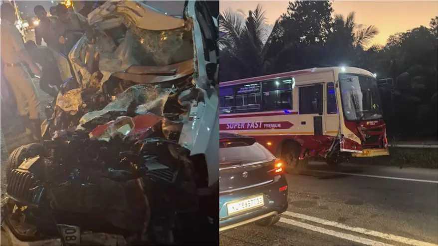 ശബരിമല തീര്ത്ഥാടകര് സഞ്ചരിച്ച കാറും കെഎസ്ആര്ടിസി ബസും കൂട്ടിയിടിച്ചു; രണ്ടു മരണം ശബരിമല തീര്ത്ഥാടകര് സഞ്ചരിച്ച കാറും കെഎസ്ആര്ടിസി ബസും കൂട്ടിയിടിച്ചു; രണ്ടു മരണം