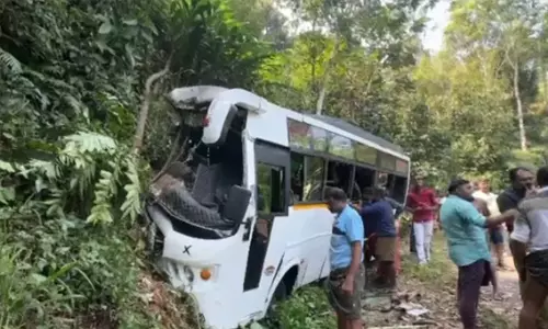 ഇടുക്കിയില്‍ വിനോദസഞ്ചാരികളുടെ ബസ് തിട്ടയില്‍ ഇടിച്ചു; നിരവധിപേര്‍ക്ക് പരിക്ക്
