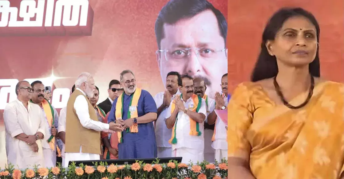 മോദിയുടെ അടുത്തേക്ക് പോകാതെ വേദിയില് മാറിനിന്ന് ആര് ശ്രീലേഖ മോദിയുടെ അടുത്തേക്ക് പോകാതെ വേദിയില് മാറിനിന്ന് ആര് ശ്രീലേഖ