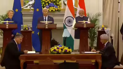 ഇന്ത്യയും യൂറോപ്യന് യൂണിയനും തമ്മില് സ്വതന്ത്ര വ്യാപാര കരാറില് ഒപ്പുവച്ചു ഇന്ത്യയും യൂറോപ്യന് യൂണിയനും തമ്മില് സ്വതന്ത്ര വ്യാപാര കരാറില് ഒപ്പുവച്ചു