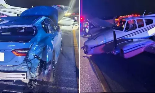 ജോര്ജിയയില് അടിയന്തര ലാന്ഡിങ്; തിരക്കേറിയ റോഡിലിറങ്ങിയ വിമാനം വാഹനങ്ങളുമായി കൂട്ടിയിടിച്ചു ജോര്ജിയയില് അടിയന്തര ലാന്ഡിങ്; തിരക്കേറിയ റോഡിലിറങ്ങിയ വിമാനം വാഹനങ്ങളുമായി കൂട്ടിയിടിച്ചു