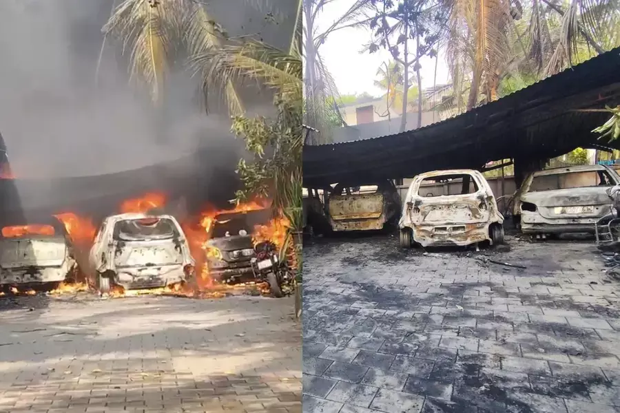 തിരൂര്‍ ആലത്തിയൂരില്‍ കാര്‍ ഷെഡില്‍ തീപ്പിടിത്തം; 11 ആഡംബര വാഹനങ്ങള്‍ കത്തിനശിച്ചു