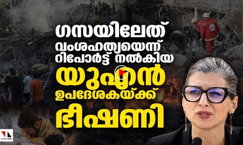 ഗസയിലേത് വംശഹത്യയെന്ന് റിപോര്‍ട്ട് നല്‍കിയ യുഎന്‍ ഉപദേശകയ്ക്ക് ഭീഷണി
